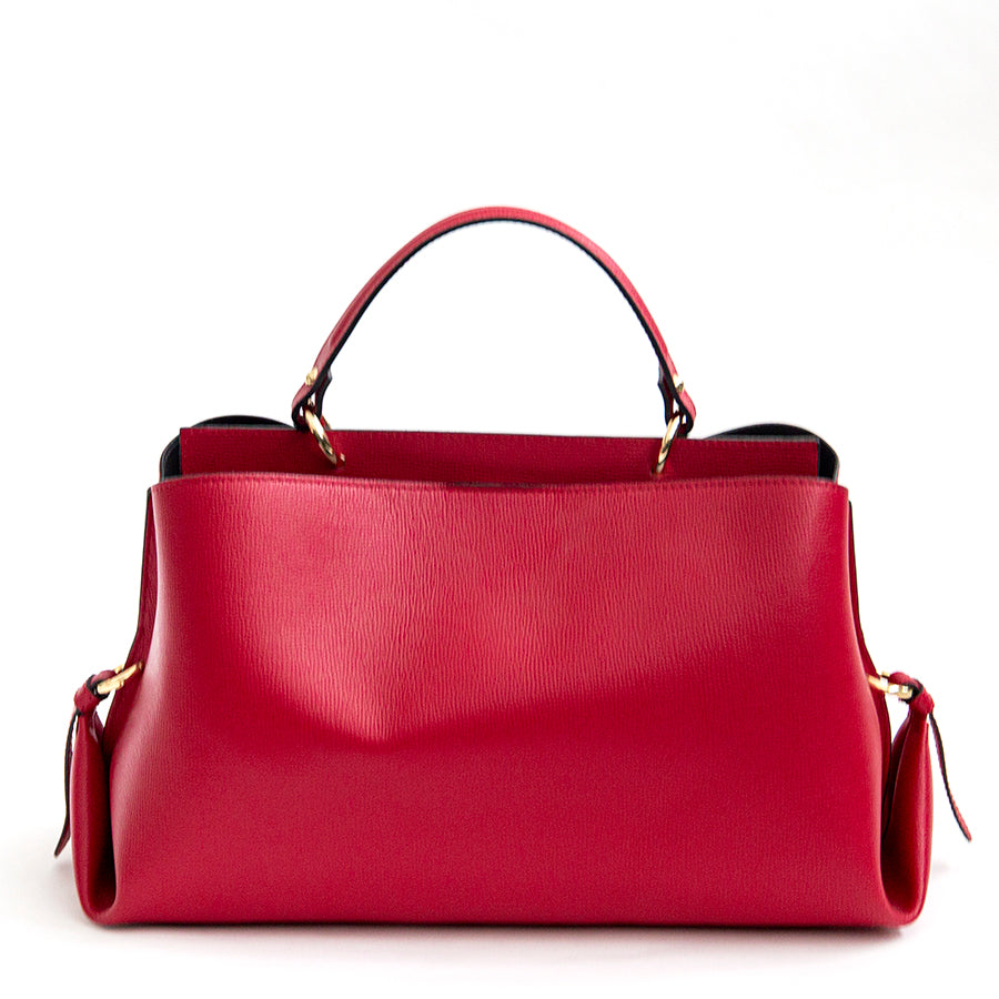 ALEXA IT/AM - borsa strutturata in pelle saffiano rubino