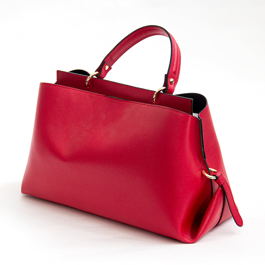 ALEXA IT/AM - borsa strutturata in pelle saffiano rubino