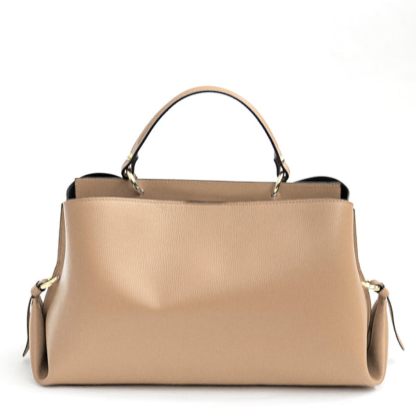 ALEXA IT/AM - structured saffiano leather bag in biscuit