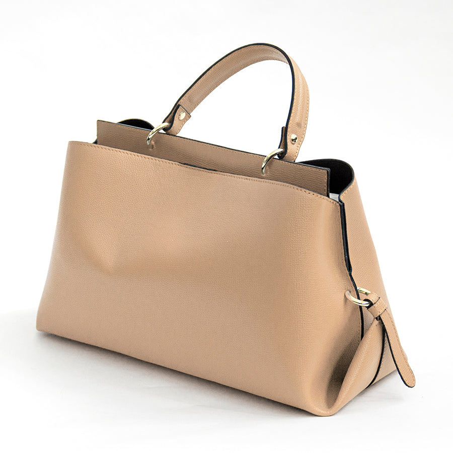 ALEXA IT/AM - borsa in pelle saffiano strutturata color biscotto