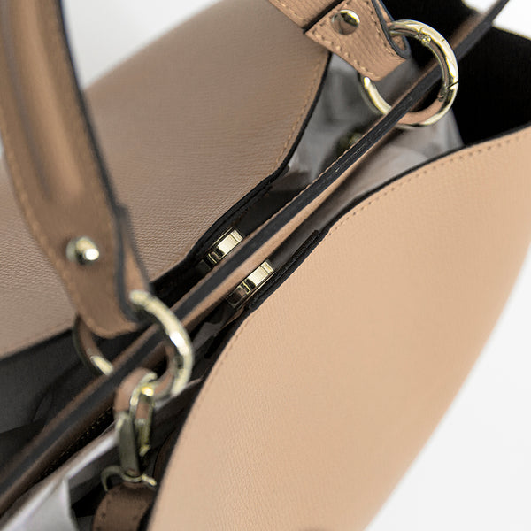 ALEXA IT/AM - borsa in pelle saffiano strutturata color biscotto