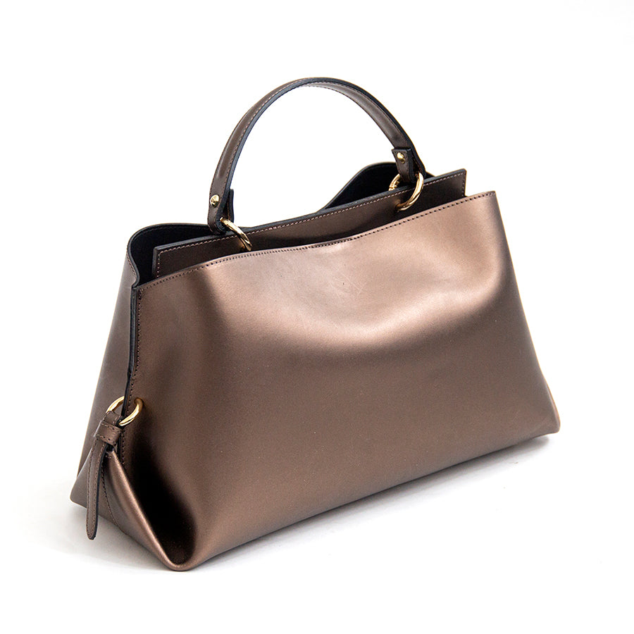 ALEXA IT/AM - borsa strutturata in elegante pelle bronzo