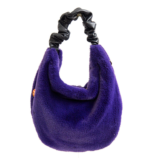TRUDY HOBO - Purple Leather and Eco-Fur Bag