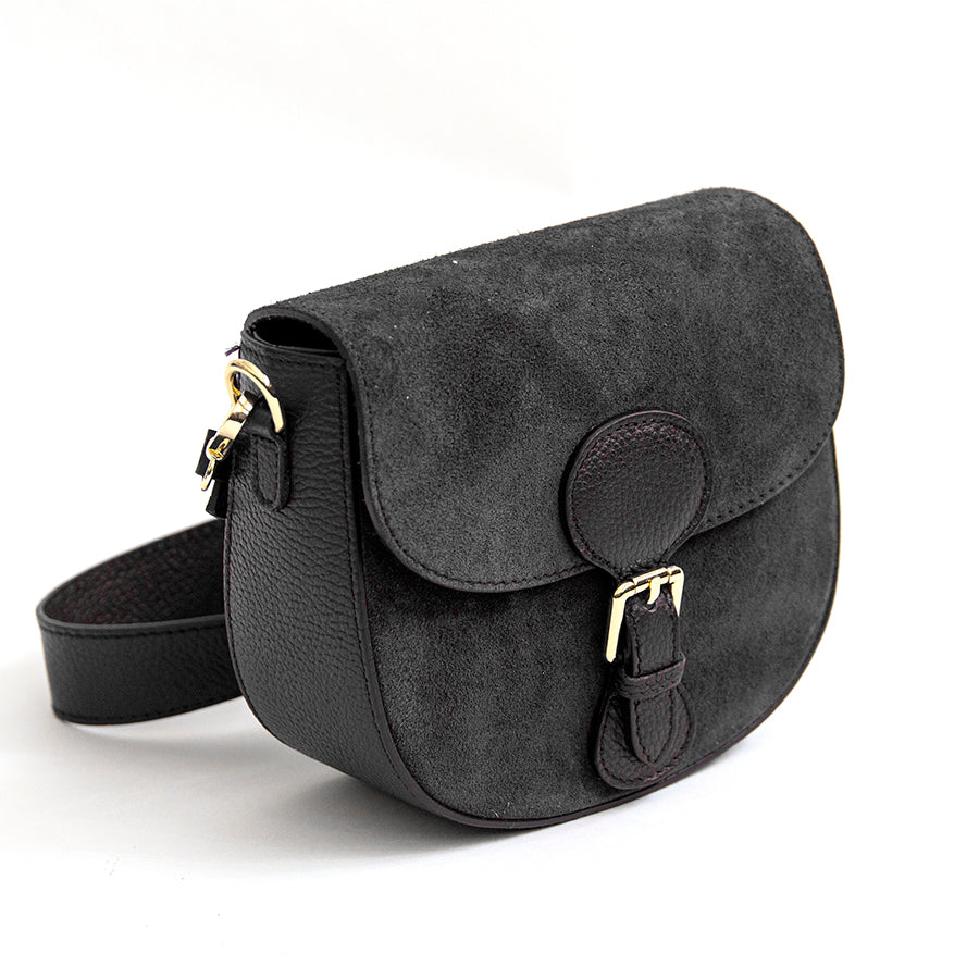 MEREDITH - Black Leather and Suede Bag