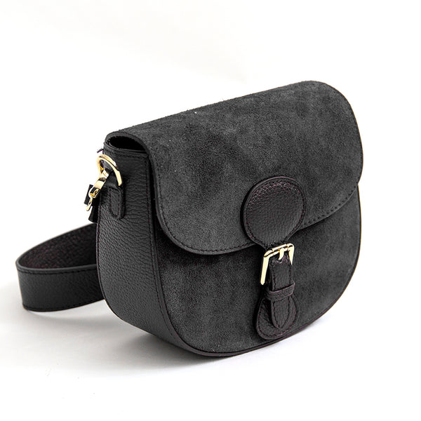 MEREDITH - Black Leather and Suede Bag