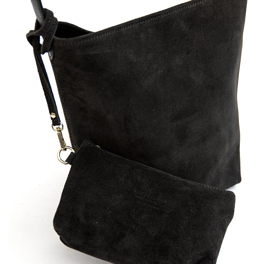 GINGER - Maxi secchiello in camoscio nero