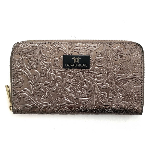 PORTAFOGLIO Grande in pelle laminata bronzo