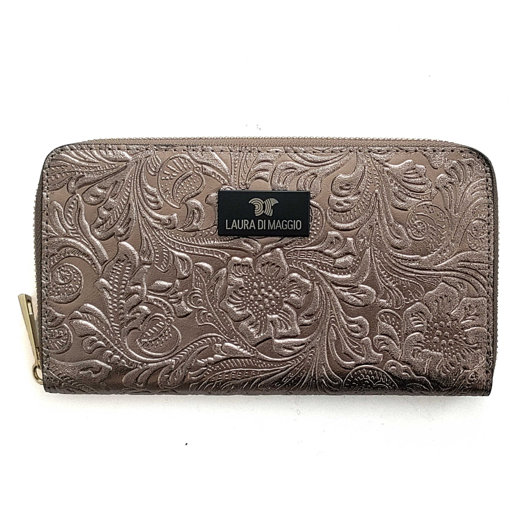 LARGE BRONZE LAMINATED LEATHER WALLET