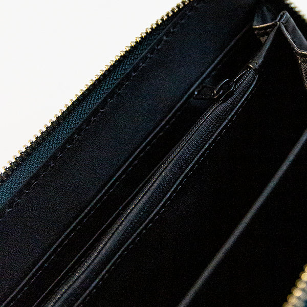 LARGE GOLD LAMINATED LEATHER WALLET