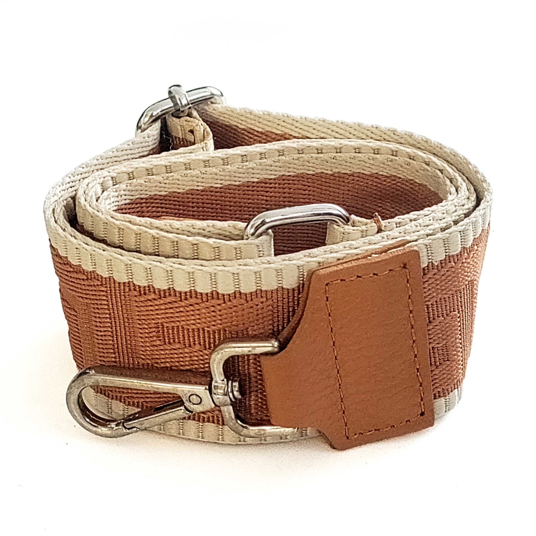 Shoulder strap in fabric and leather