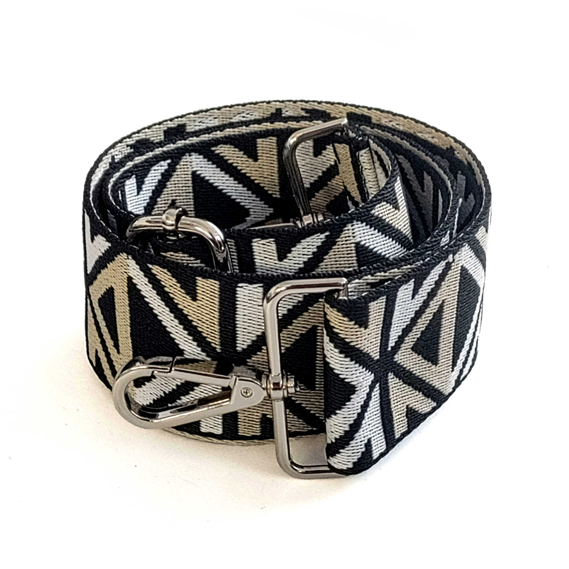 Borsa tote in tessuto taupe e nero