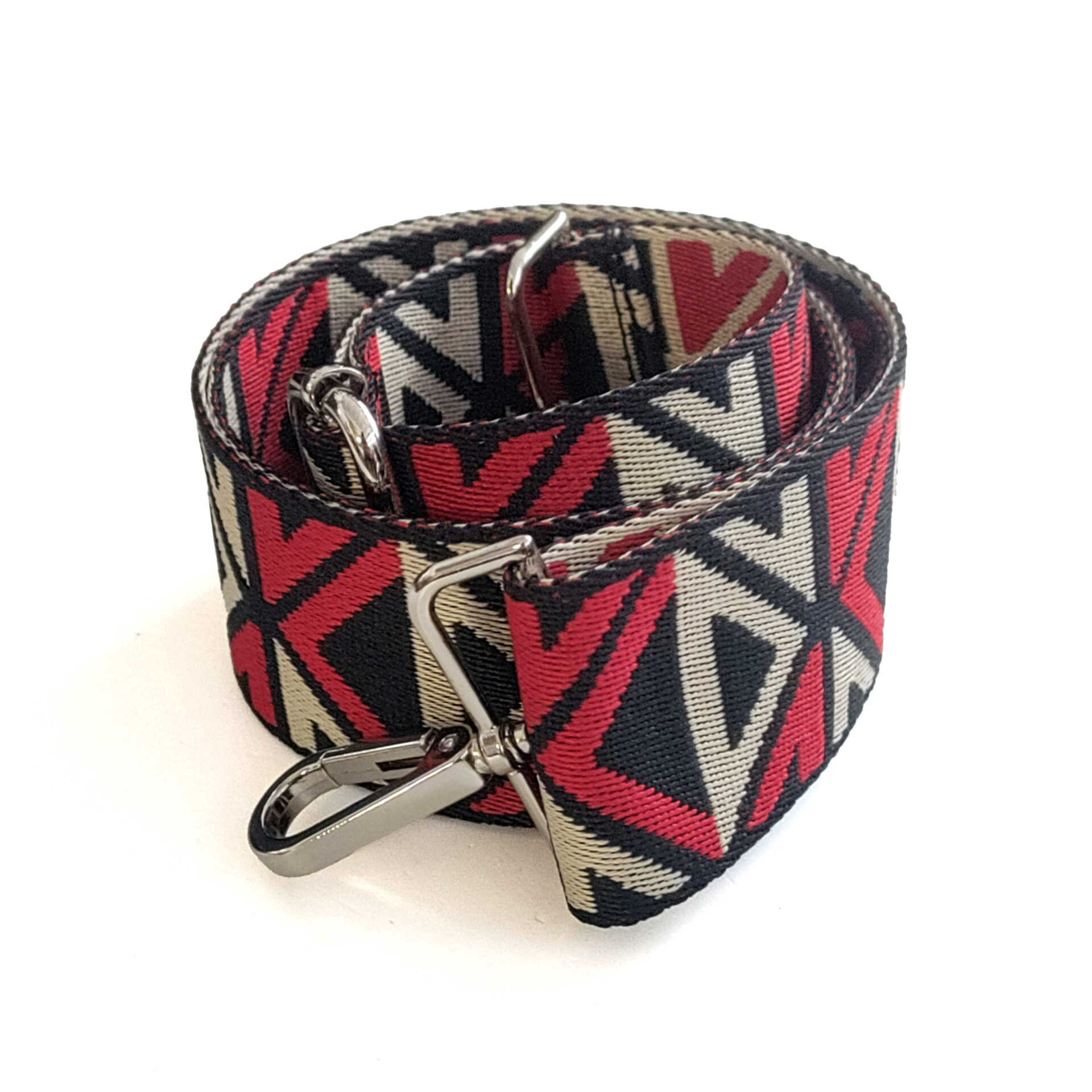 Shoulder strap in red and black fabric