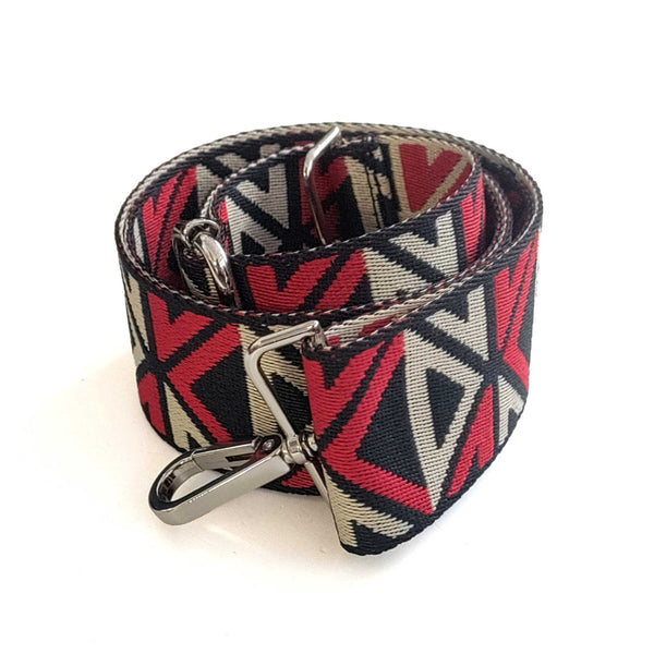 Shoulder strap in red and black fabric