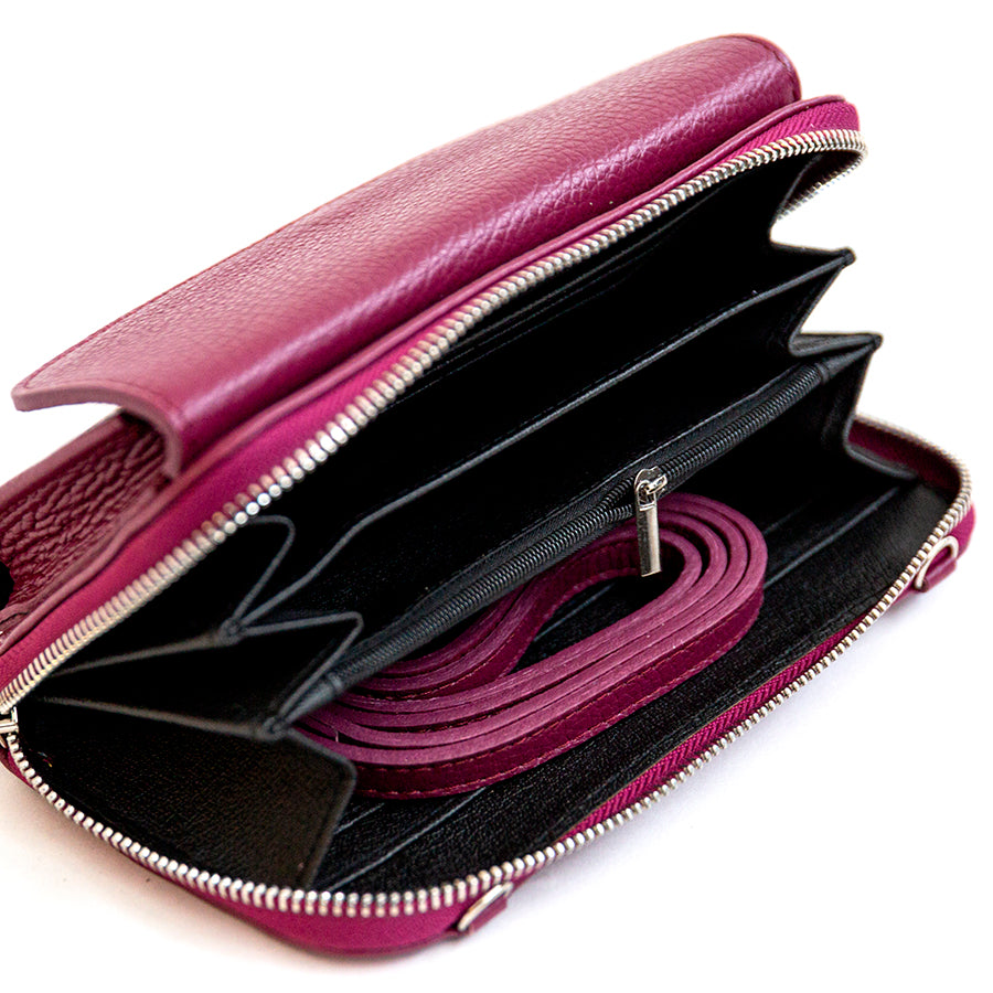 PHONE HOLDER - burgundy dollar leather