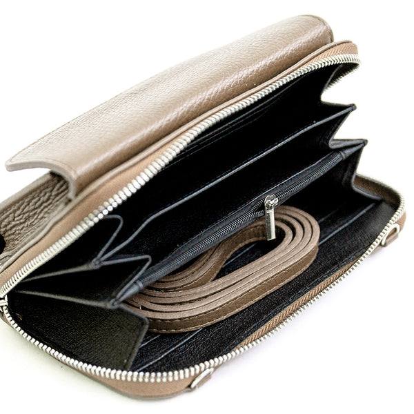 PHONE HOLDER - taupe dollar leather