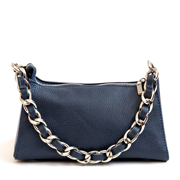 TARA - Baguette in pelle blu