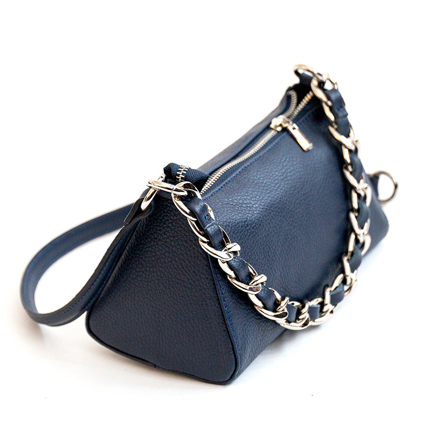TARA - Blue Leather Baguette