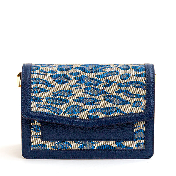SAVANA - Blue Fabric and Leather Postina