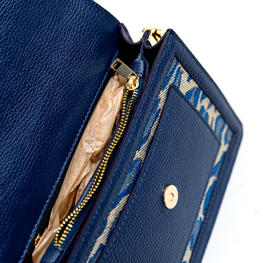 SAVANA - Blue Fabric and Leather Postina