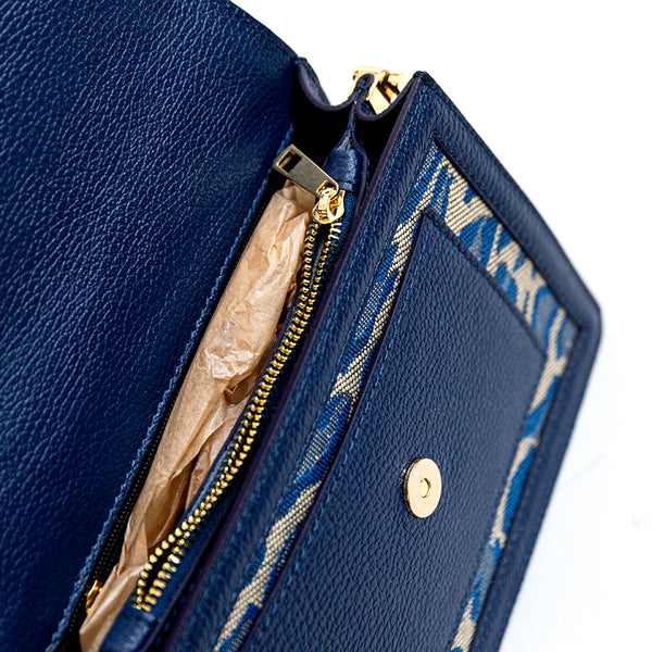 SAVANA - Blue Fabric and Leather Postina