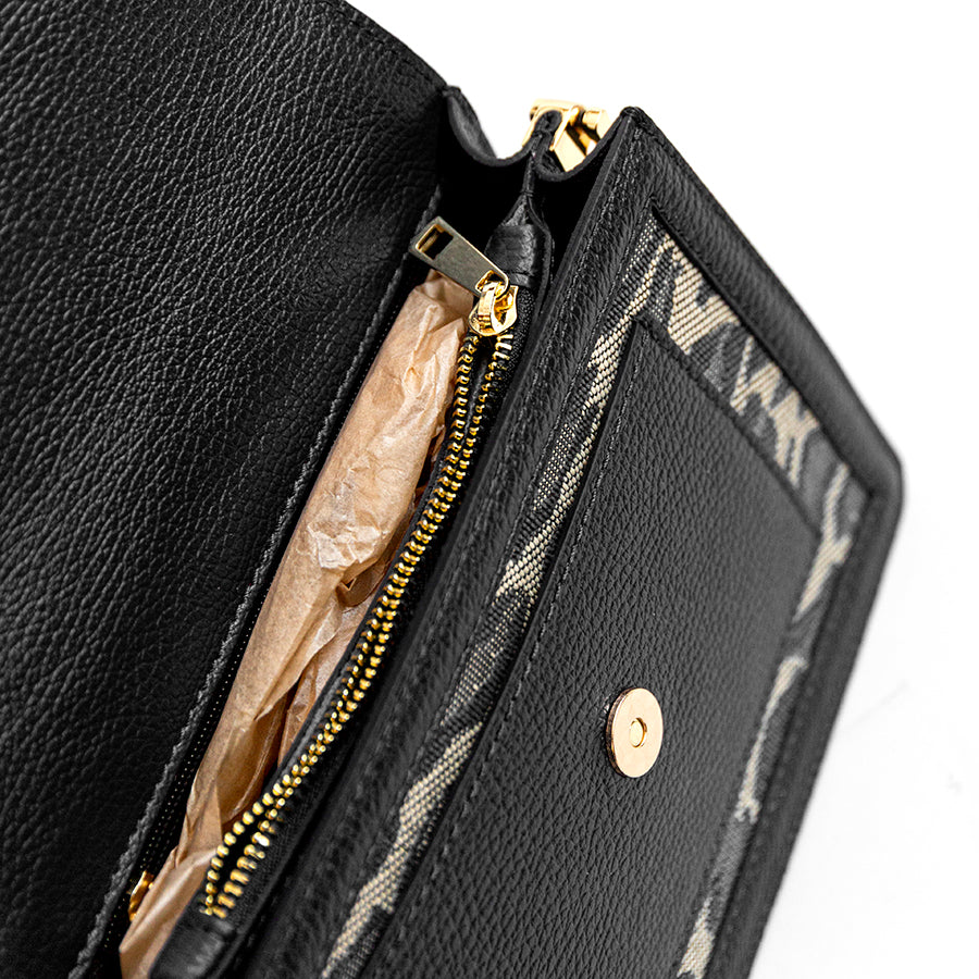 SAVANA - Postina in tessuto nero e pelle