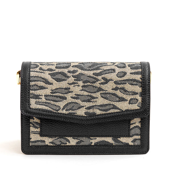 SAVANA - Postina in black fabric and leather