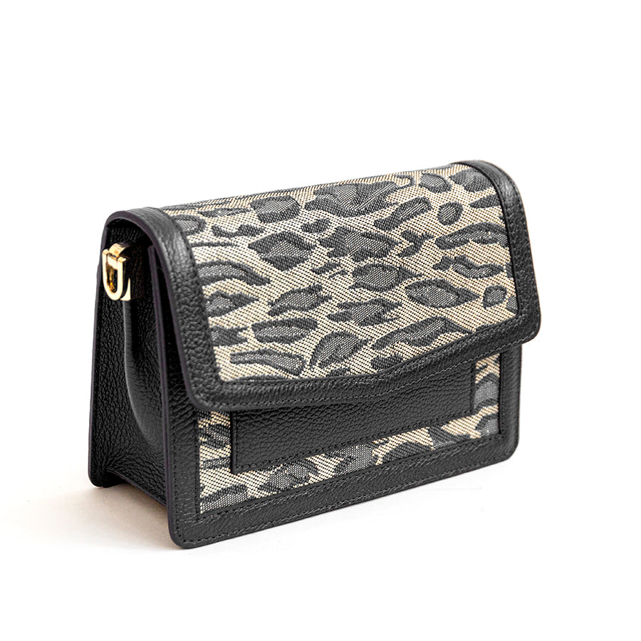 SAVANA - Postina in tessuto nero e pelle