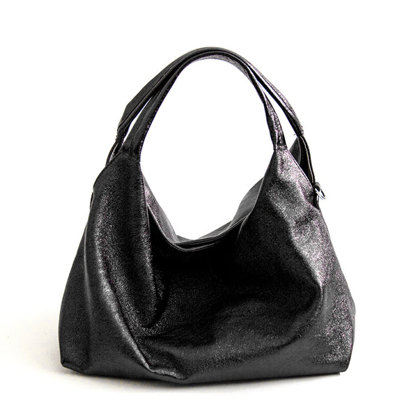 ELSA M - Borsa in Pelle Laminata Nera