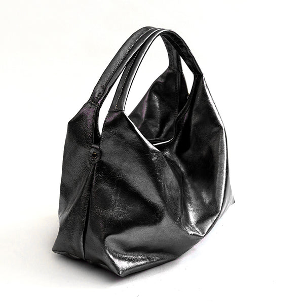 ELSA M - Black Laminated Leather Bag