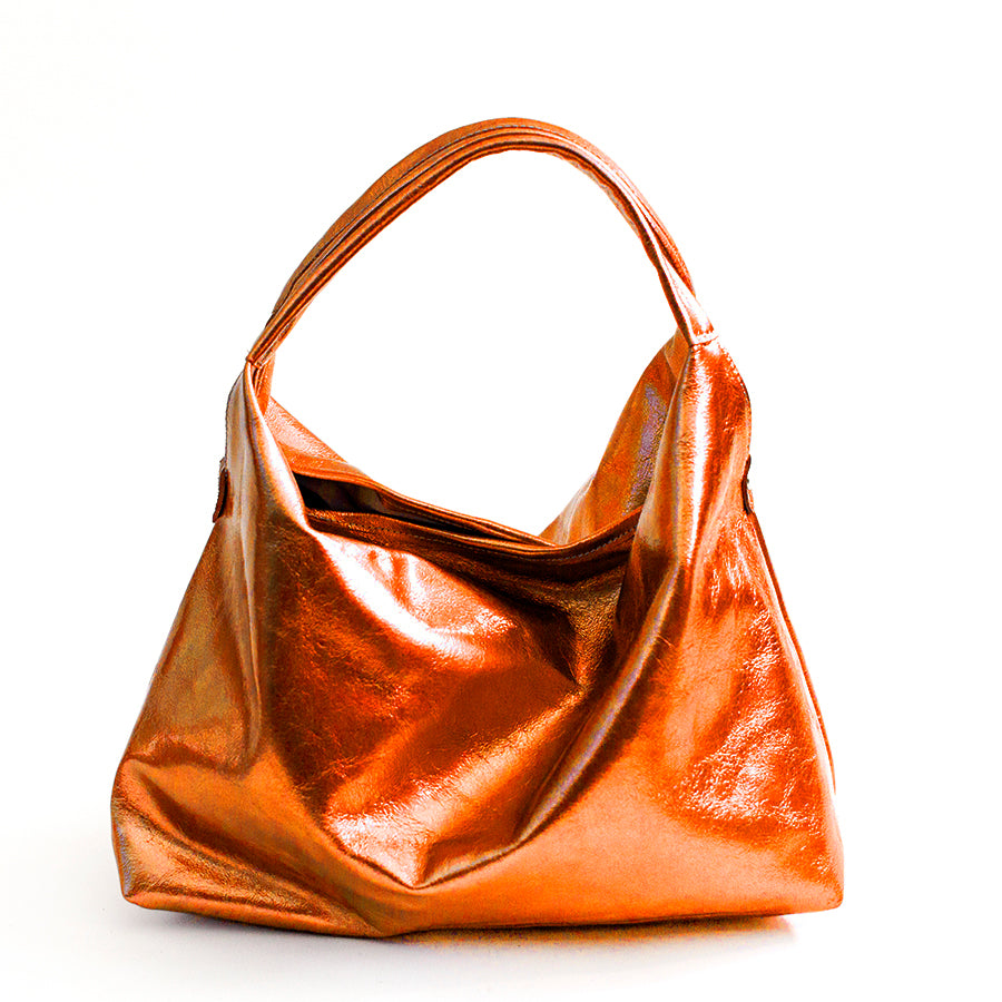 ELSA M - Sacca in pelle laminata arancione