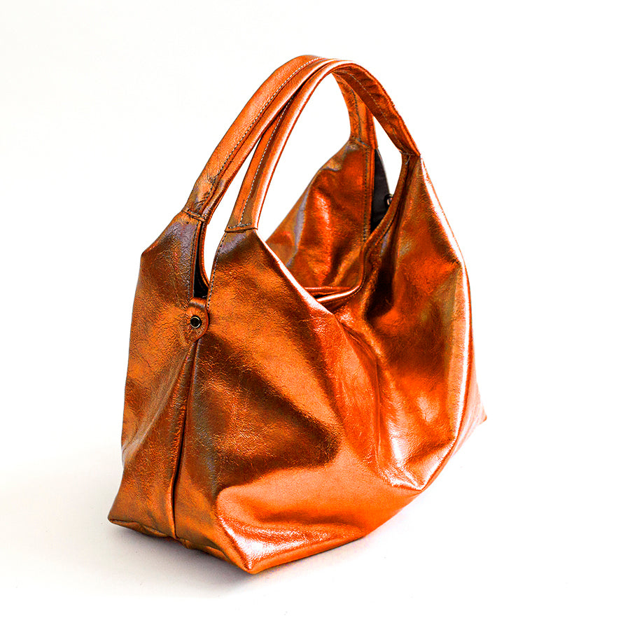 ELSA M - Sacca in pelle laminata arancione
