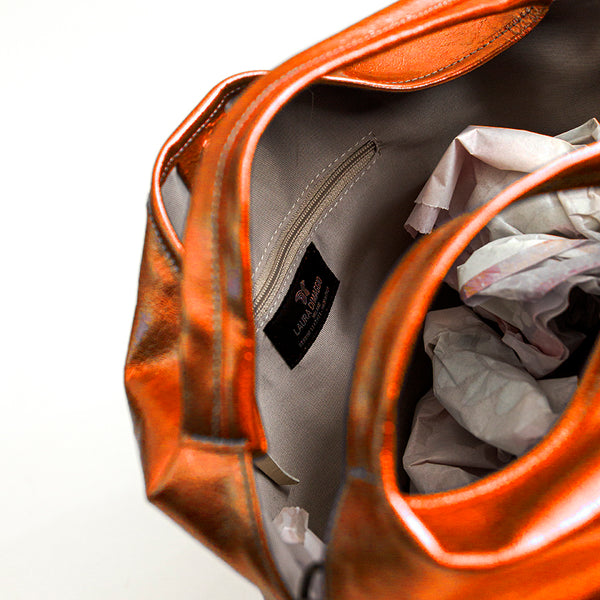 ELSA M - Orange Laminated Leather Bag