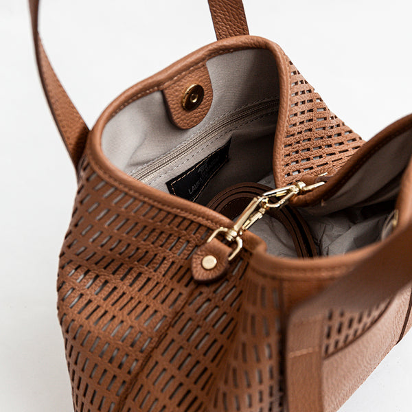 MIAMI SMALL - Perforated leather bag