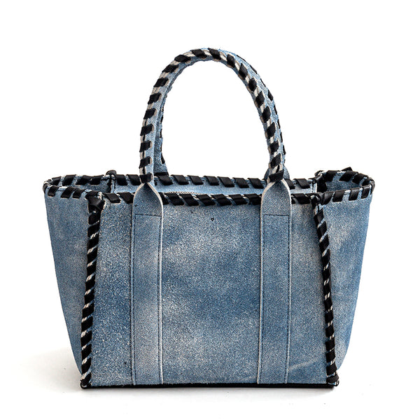 DENIM TOTE - Shipping in suede effect denim