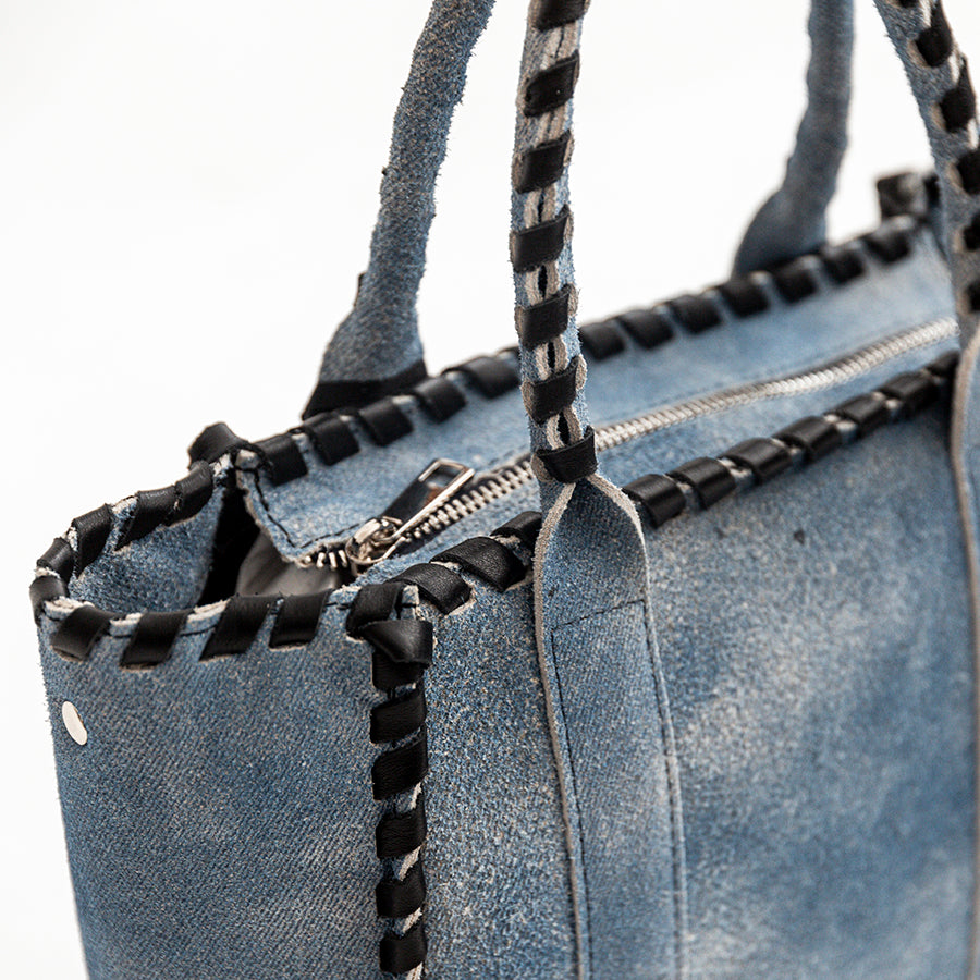 DENIM TOTE - Shipping in suede effect denim
