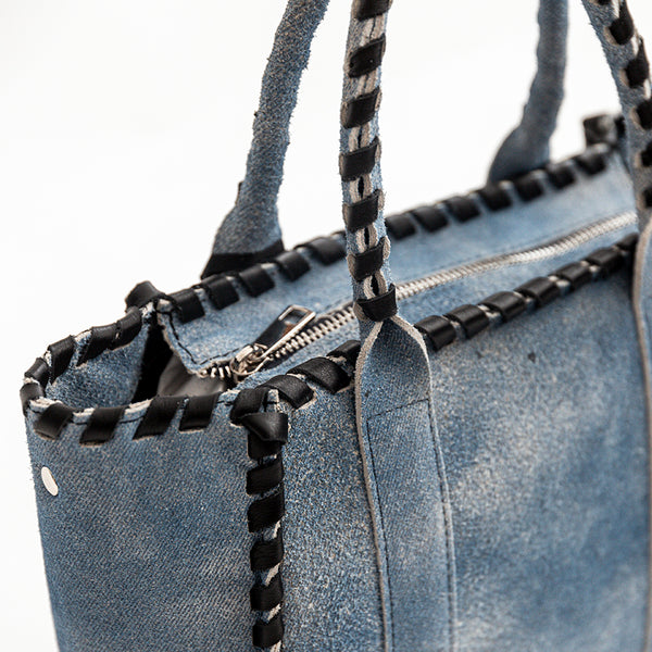 DENIM TOTE - Shipping in suede effect denim