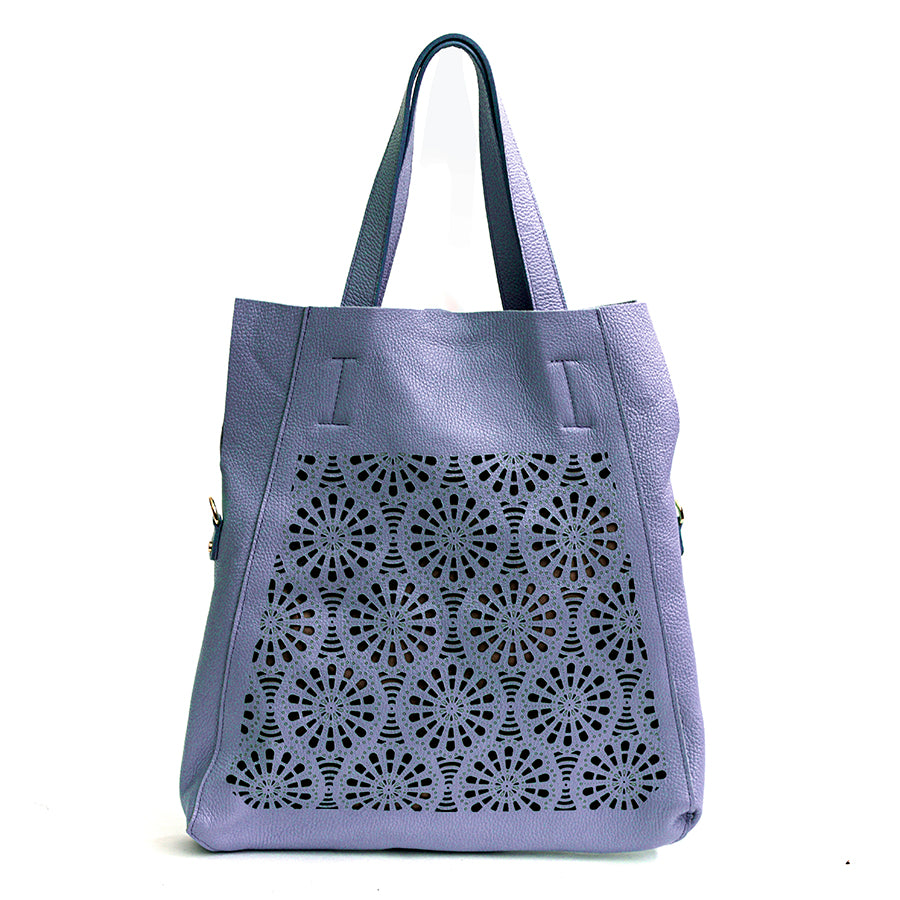 DAFNE - Maxi shopping in perforated lilac leather