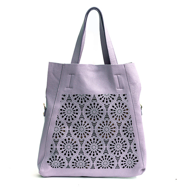 DAFNE - Maxi shopping in perforated lilac leather