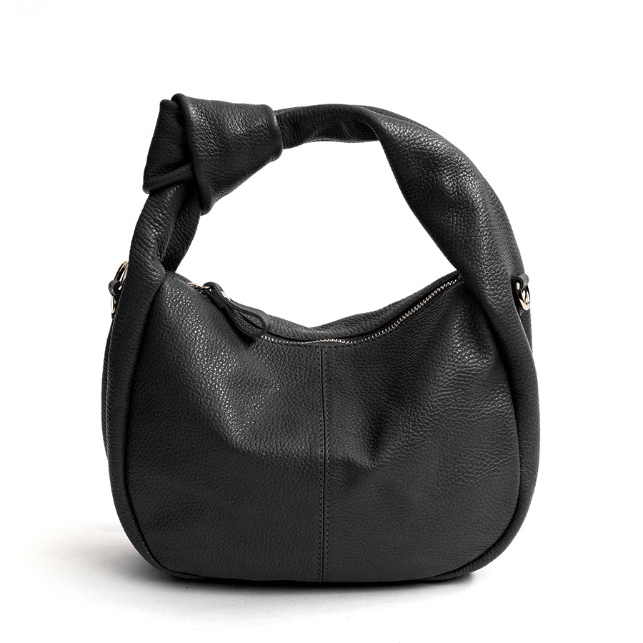KNOT - Bag with leather knot handle in black