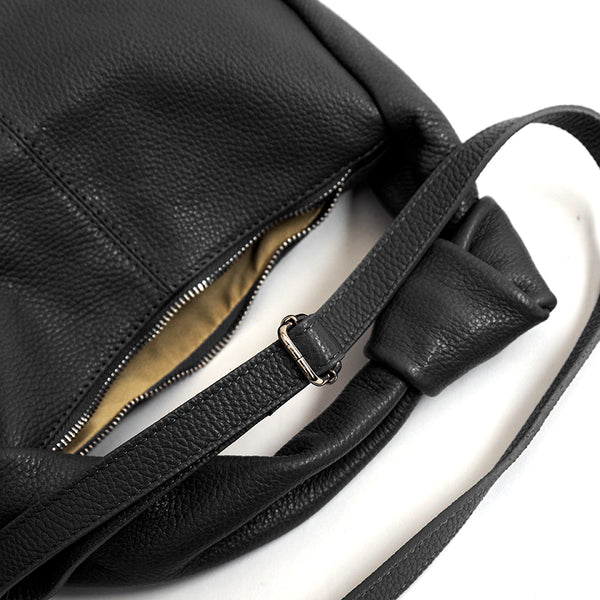 KNOT - Sacca con manico nodo in pelle nero