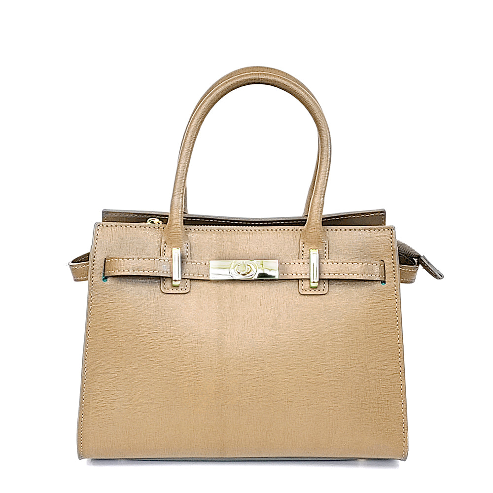 KELLY - Camel Saffiano Leather Tote