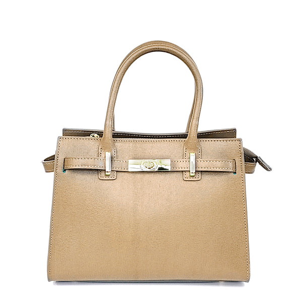 KELLY - Camel Saffiano Leather Tote