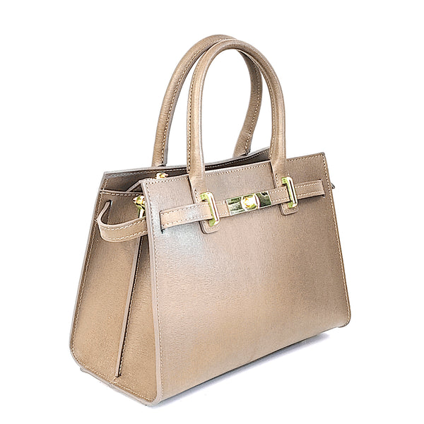 KELLY - Camel Saffiano Leather Tote