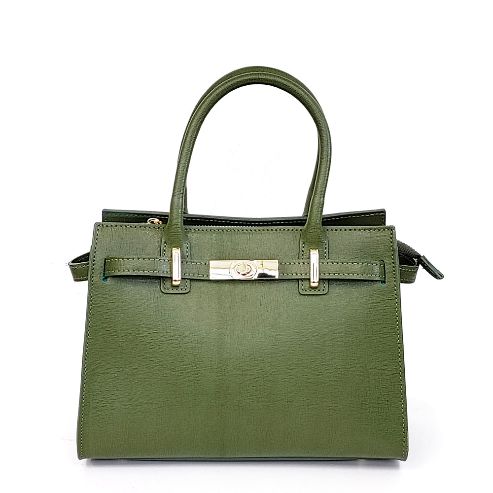 KELLY - Tote in pelle saffiano verde