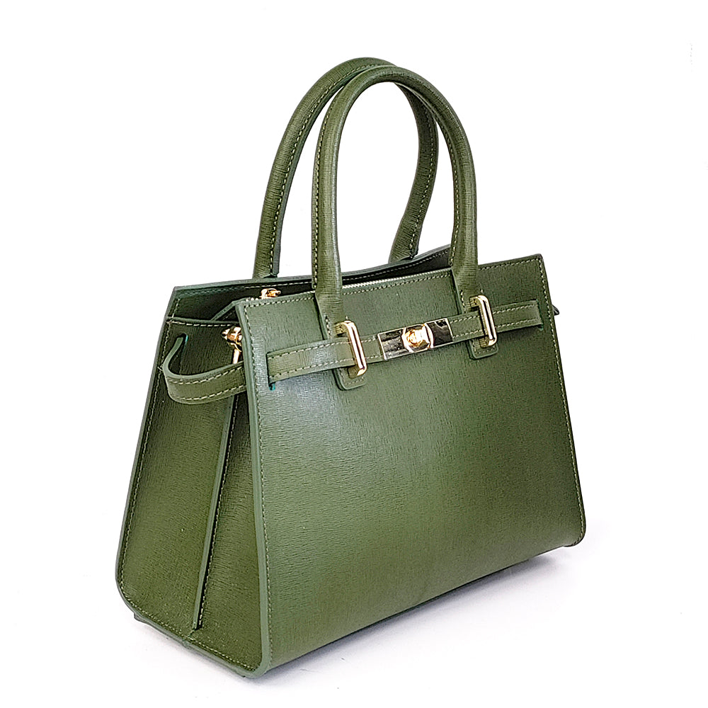 KELLY - Tote in pelle saffiano verde