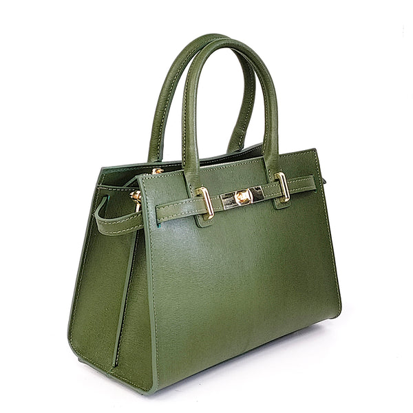 KELLY - Tote in pelle saffiano verde