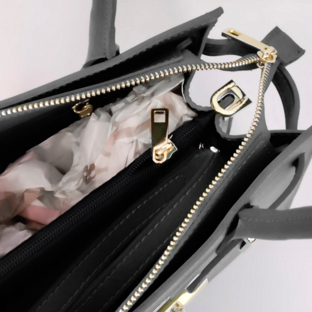 KELLY - Anthracite Saffiano Leather Tote