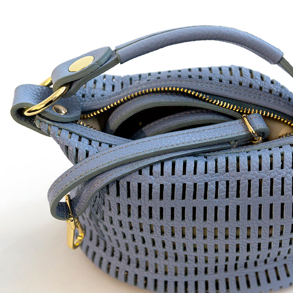 MIAMI MINY - Perforated leather bag in aviation color