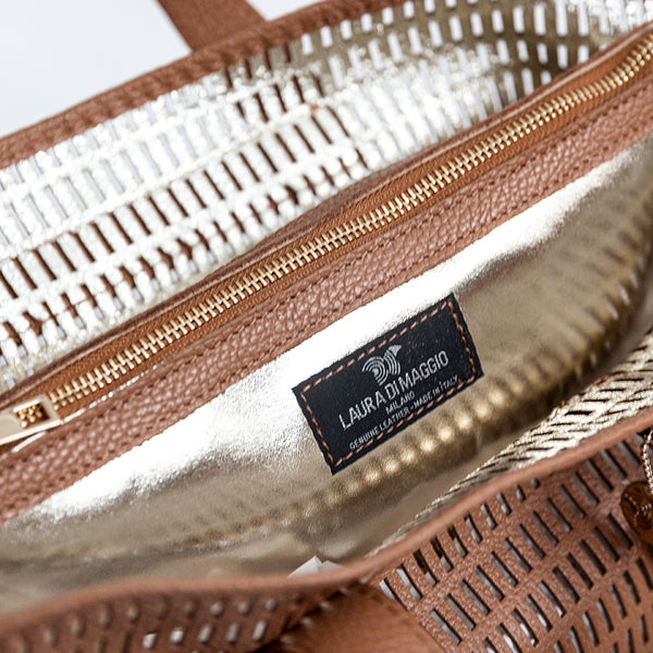 MIAMI TOTE - Perforated leather tote bag