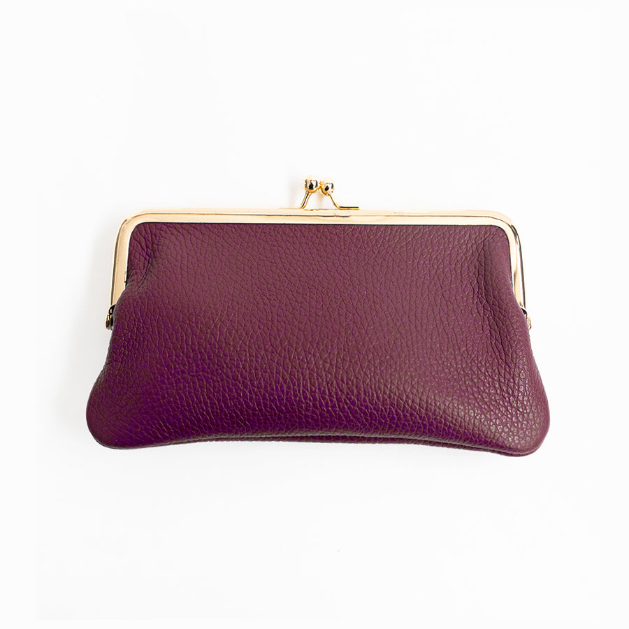 SMALL GLASSES CASE - Plum Leather